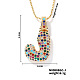 Brass Pave Colorful Cubic Zirconia Letter Pendant Box Chain Necklaces(NU0575-10)-1