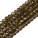 Glass Beads Strands, Faceted, Rondelle, Coffee, 10x8mm, Hole: 1mm, about 65~66pcs/strand, 20.8~21.2 inch(53~54cm)(X-EGLA-A034-T10mm-D16)