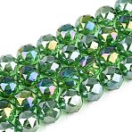 Electroplate Transparent Glass Beads Strands, Faceted, Round, Medium Sea Green, 11~12mm, Hole: 1.2~1.4mm, about 50pcs/strand, 21.65 inch(55cm)(EGLA-ZX001-01A-02)