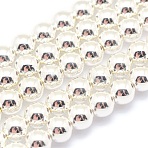 Electroplate Non-magnetic Synthetic Hematite Beads Strands, Grade AAA, Long-Lasting Plated, Round, Silver Plated, 10mm, Hole: 1.2mm, about 42pcs/strand, 15.7 inch(40cm)(G-L485-01F-S)