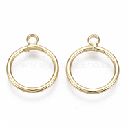 Brass Charms, Nickel Free, Round Ring, Real 18K Gold Plated, 15x12.5x1mm, Hole: 1.6mm(KK-S348-461-NF)