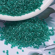 MIYUKI Delica Beads, Cylinder, Japanese Seed Beads, 11/0, (DB0918) Sparkling Dark Aqua Green Lined Crystal, 1.3x1.6mm, Hole: 0.8mm, about 10000pcs/bag, 50g/bag(SEED-X0054-DB0918)