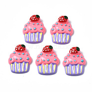 Spray Painted Resin Cabochons, Cake, Deep Pink, 26.5~27.5x21.5x8~9mm(X-CRES-Q215-006)