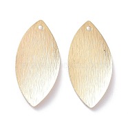 Brass Pendants, Long-Lasting Plated, Leaf, Real 14K Gold Plated, 23x11x1mm, Hole: 1.2mm(KK-K250-12LG)