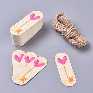 Paper Gift Tags, Hange Tags, For Arts and Crafts, with Jute Twine, Oval with Key Pattern, Colorful, 60x20x0.5mm, 50pcs/set(CDIS-L004-J03)