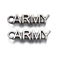 Tibetan Style Alloy Pendants, Cadmium Free & Lead Free, Word ARMY, Antique Silver, 20x5x2mm, Hole: 2mm, about 1500pcs/1000g(TIBEP-N008-141)