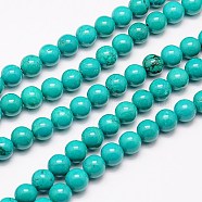 Natural Magnesite Beads Strand, Round, Dyed & Heated, Turquoise, 6mm, Hole: 1mm(TURQ-G096-6mm)