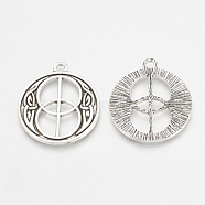 Tibetan Style Alloy Pendant Enamel Settings, Flat Round, Antique Silver, 31x27x2mm, Hole: 2mm(TIBEP-T004-25AS)