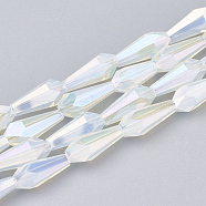 Electroplate Glass Beads Strands, Imitation Jade Glass, Faceted, Vase, Clear, 14x6x6mm, Hole: 1.2mm, about 50pcs/strand, 27.1 inch(EGLA-T008-12L)