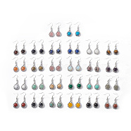 Gemstone Teardrop Dangle Earrings with Crystal Rhinestone, Platinum Brass Jewelry for Women, 42mm, Pin: 0.6mm(EJEW-A092-02P)
