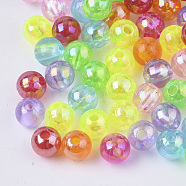 Perles en acrylique transparente, couleur ab , ronde, couleur mixte, 6x5.5mm, Trou: 1.8mm, environ 5000 pcs/500 g(MACR-S299-001A)
