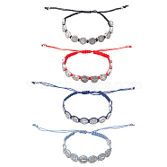 4Pcs 4 Style Saint Benedict Medal Alloy Braided Bead Bracelets Set, Polyester Cord Adjustable Bracelets, Mixed Color, Inner Diameter: 1-3/4~3-1/2 inch(4.3~8.9cm), 1Pc/style(BJEW-AN0001-69)