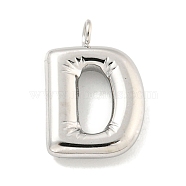 Non-Tarnish 304 Stainless Steel Pendants, Letter Charm, Stainless Steel Color, Letter D, 17x11x3mm, Hole: 2mm(STAS-C102-15P-D)