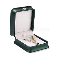 PU Leather Jewelry Box, with Resin Crown, for Pendant Packaging Box, Square, Dark Green, 8.5x7.3x4cm(CON-C012-04C)