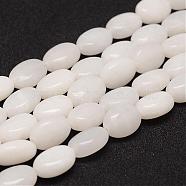 Natural White Jade Bead Strands, Oval, 14x10x7mm, Hole: 1mm, about 28pcs/strand, 15.5 inch(G-K153-E01)