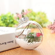 Transparent Plastic Fillable Ball Pendants Decorations, with Rattan inside, Christmas Tree Hanging Ornament, Clear, 60mm(XMAS-PW0002-02A-03)