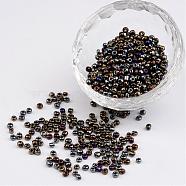 8/0 Electroplated Iris Round Glass Seed Beads, Colorful, 3mm, Hole: 1mm, about 1101pcs/50g(X-SEED-A009-3mm-602)