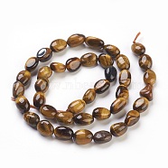 Natural Tiger Eye Beads Strands, Tumbled Stone, Nuggets, 6~12x6~8mm, Hole: 0.5mm, about 40pcs/strand, 15.7 inch(40cm)(G-F575-01A)