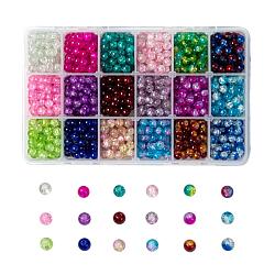 18 Colors Spray Painted Crackle Glass Beads, Round, Mixed Color, 6mm, Hole: 1.3~1.6mm, about 70pcs/color, 18 Colors, 1260pcs/box(CCG-JP0001-02B)