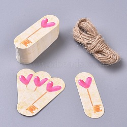 Paper Gift Tags, Hange Tags, For Arts and Crafts, with Jute Twine, Oval with Key Pattern, Colorful, 60x20x0.5mm; 50pcs/set(CDIS-L004-J03)