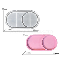 Storage Tray DIY Silicone Mold, Resin Casting Molds, for UV Resin, Epoxy Resin Craft Making, White, Oval, 184x99x18mm(PW-WG09462-01)