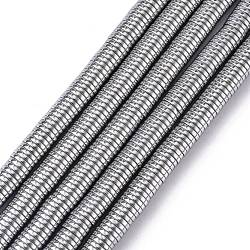 Electroplate Non-magnetic Synthetic Hematite Beads Strands, Heishi Beads, Flat Round/Disc, Platinum Plated, 6x1mm, Hole: 1mm, about 378~389pcs/strand, 15.7 inch(X-G-J216E-08)