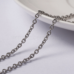 304 Stainless Steel Textured Cable Chains, Unwelded, with Spool, Oval, Stainless Steel Color, 3x2x0.6mm, about 32.8 Feet(10m)/roll(CHS-H007-42P)