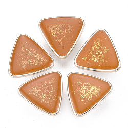 CCB Plastic Shank Buttons, with Enamel and Glitter Powder, Triangle, Rose Gold, Dark Orange, 21.5x22.5x10.5mm, Hole: 3mm(X-BUTT-S024-06D)