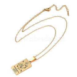 12 Constellation Stainless Steel Tarot Card Engraved Pendant Cable Chain Necklaces, Golden, Capricorn, 17.72 inch(45cm)(PW-WG94DCE-04)