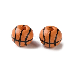 Spray Painted Wooden Beads, Round, Chocolate, Basketball, 8x7mm, Hole: 2mm(WOOD-A029-07B)