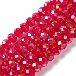 Baking Electroplate Glass Beads Strands, AB Color, Faceted, Round, Fuchsia, 6x5mm, Hole: 1mm, about 83~84pcs/strand, 16.14''(41~41.5cm)(X-DGLA-A039-J6MM-B21)