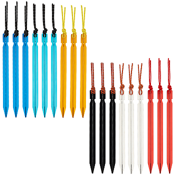 SUPERFINDINGS Aluminum Alloy Tent Stakes, Heavy Duty Ground Pegs, Lightweight Outdoor Tent Camping Spikes, Mixed Color, 180x11x13mm, Hole: 4mm, 18pcs/set