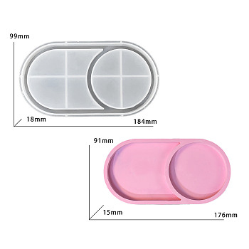 Storage Tray DIY Silicone Mold, Resin Casting Molds, for UV Resin, Epoxy Resin Craft Making, White, Oval, 184x99x18mm