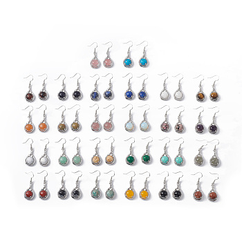 Gemstone Teardrop Dangle Earrings with Crystal Rhinestone, Platinum Brass Jewelry for Women, 42mm, Pin: 0.6mm