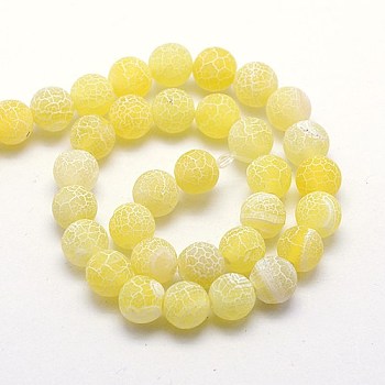 Natural Crackle Agate Beads Strands, Dyed, Round, Grade A, Gold, 8mm, Hole: 1mm, about 50pcs/strand, 14 inch