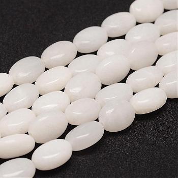 Natural White Jade Bead Strands, Oval, 14x10x7mm, Hole: 1mm, about 28pcs/strand, 15.5 inch