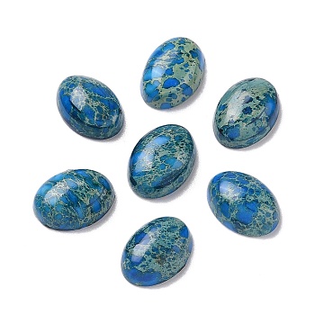 Natural Imperial Jasper, Dyed, Oval, Marine Blue, 14x10x5~5.5mm