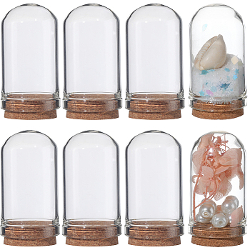 16Pcs Glass Dome Cloche Cover, Bell Jar, with Cork Base, For Doll House Container, Dried Flower Display Decoration, Clear, 44.5x25mm, Capactiy: about 9ml(0.3 fl. oz)