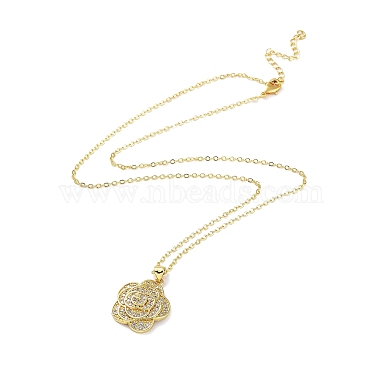 Golden Brass Rhinestone Pendant Necklace with Cable Chains(NJEW-P278-A05)-2