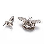 Alloy Bag Twist Lock Accessories, Handbags Turn Lock, Bees, Platinum, 26.5x47.5x13mm(AJEW-WH0109-49P)