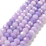 Faceted Electroplated Glass Beads Strands, AB Color Plated, Rondelle, Lilac, 7~7.5x5.5~6mm, Hole: 1.4mm, about 65pcs/strand, 15.35~15.55 inch(39~39.5cm)(GLAA-C023-02-B07)