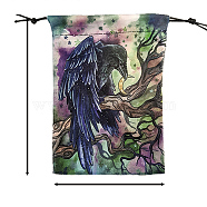 Crow Pattern Velvet Jewelry Storage Drawstring Pouches, Rectangle Tarot Card Bags, for Witchcraft Articles Storage, Purple, 180x130mm(PW-WG21DBF-05)