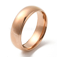 Ion Plating(IP) 304 Stainless Steel Flat Plain Band Rings, Rose Gold, Size 8, Inner Diameter: 18mm, 6mm(STAS-I160-A-18mm-RG)