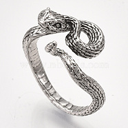 Alloy Cuff Finger Rings, Snake, Antique Silver, US Size 8 1/2(18.5mm)(RJEW-S038-191B)