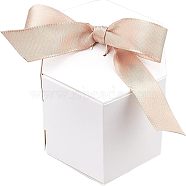 Paper Jewelry Box, with Polyester Ribbon, Hexagon, White, Finished Product: 8.5x7.5x5.5cm(CON-WH0076-11A)