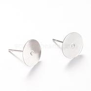 304 Stainless Steel Stud Earring Findings, Stainless Steel Color, 8mm, Pin: 0.7mm(STAS-T007-8mm-01)