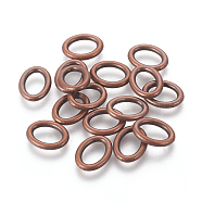 Tibetan Style Linking Rings, Oval Ring, Cadmium Free & Nickel Free & Lead Free, Red Copper, 16x12.5x2.5mm, Hole: 11mm(RLF10929Y-NF)