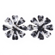 Cellulose Acetate(Resin) Pendants, Flower, Black, 46x46x2.5mm, Hole: 1.4mm(X-KY-S157-24B)