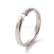 Crystal Rhinestone Simple Thin Finger Ring, 201 Stainless Steel Jewelry for Women, Stainless Steel Color, Inner Diameter: 17mm(RJEW-I089-49P)