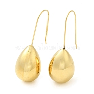 304 Stainless Steel Dangle Earrings, Teardrop, Real 14K Gold Plated, 42x15mm(EJEW-G364-27G)
